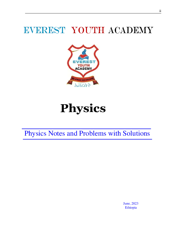 GRADE 12 PHYSICS MODULE FOR GRADE 9-12 - PHYSICS NOTES AND PROBLEMS WITH SOLUTIONS