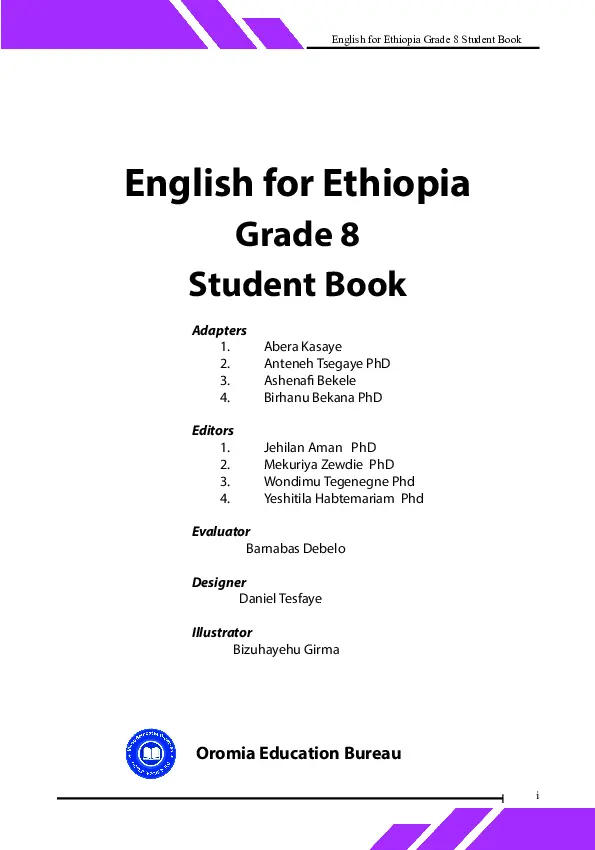 kasaye a, et al (2022) english for ethiopia  grade 8  student book