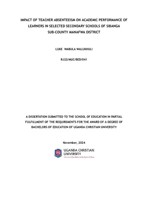 impact of teacher absenteeism on academic performance of learners in selected secondary schools of sibanga sub-county manafwa district