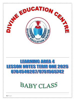baby learning area 4 (numbers) lesson notes term 1