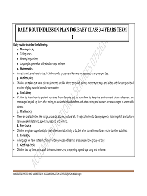 baby class daily routine third term