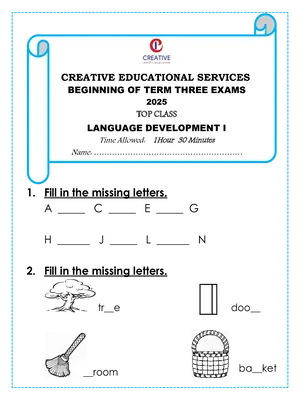 beginning of term 3 top class language development