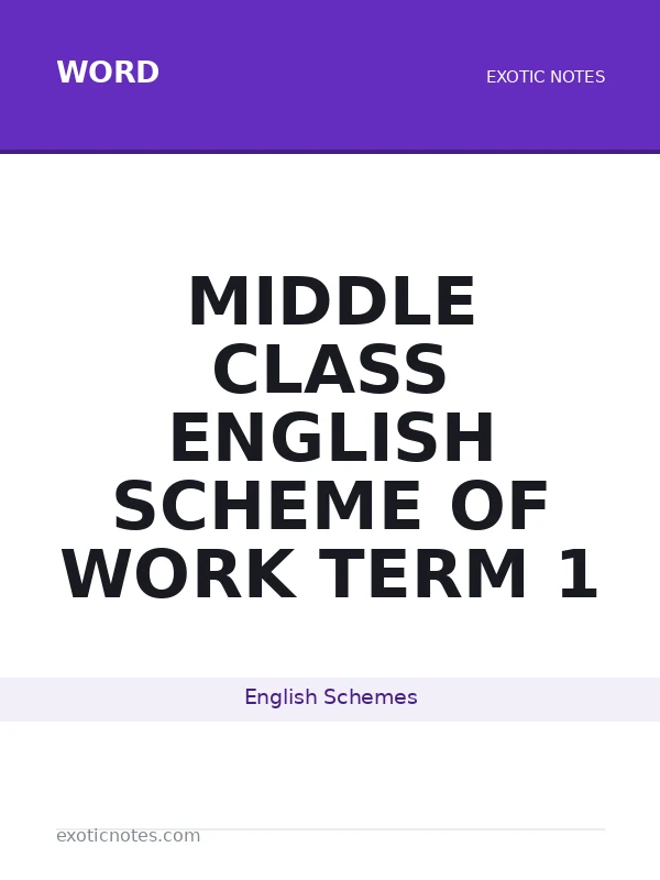 middle class english scheme of work term 1