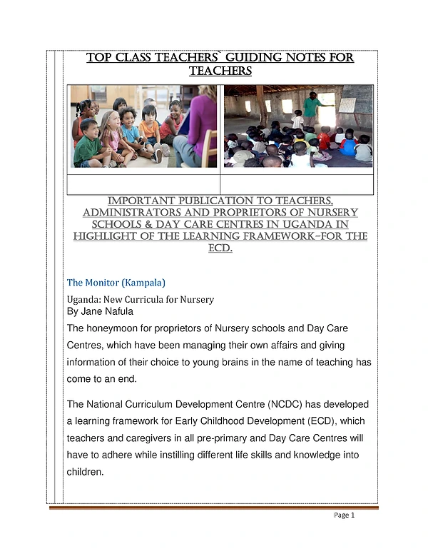 nursery top class lesson notes for all subjects all terms (full year)