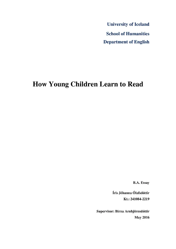 15. how young children learn to read author b. a. essay