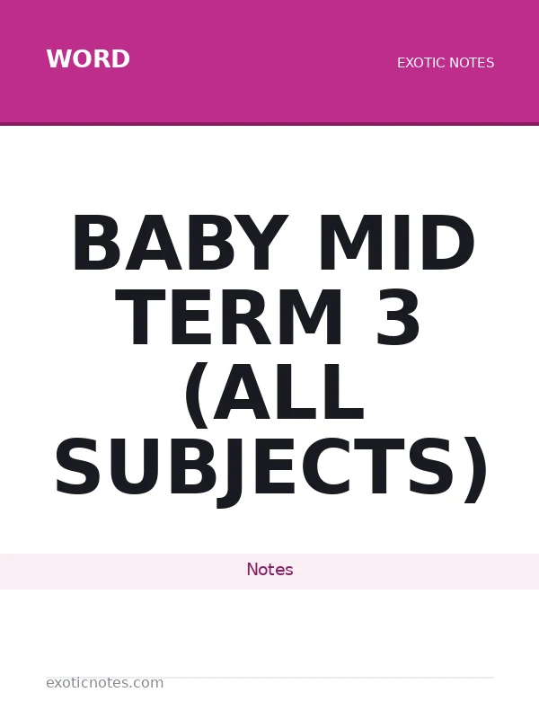 baby class mid term 3 exams all subjects full set