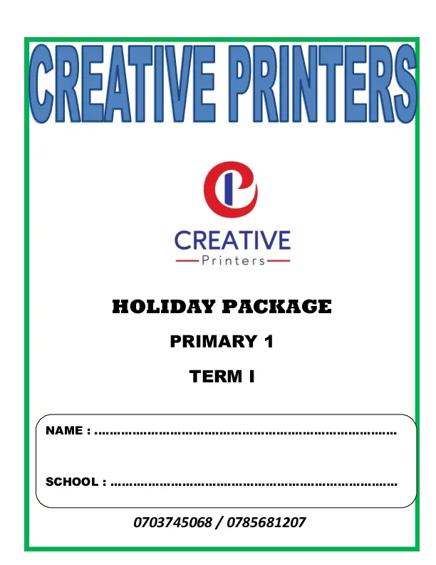 p 1 holiday package term i (all subjects)