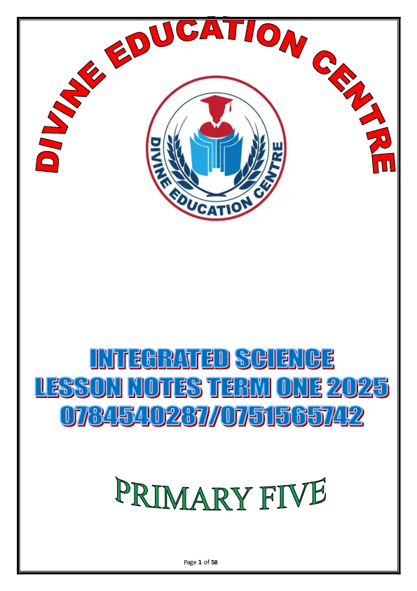 p.5 science lesson notes term 1 - divine education centre