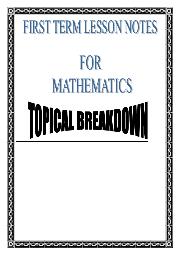 mathematics lesson notes topical outlines