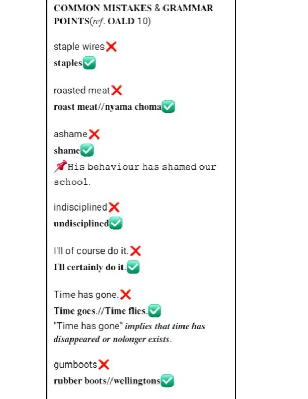 common mistakes in english (primary)