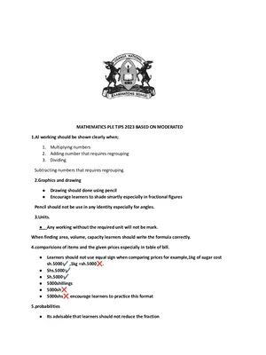 ple mathematics tips - ple and mocks briefing guide for mathematics