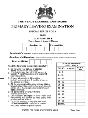 nerds pre ple special series mathematics paper
