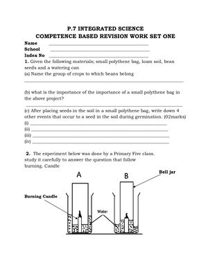p7 science revision workbook (holiday package) - competence based questions approach