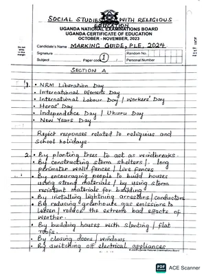 proposed marking guide for sst social studies uneb ple 2024