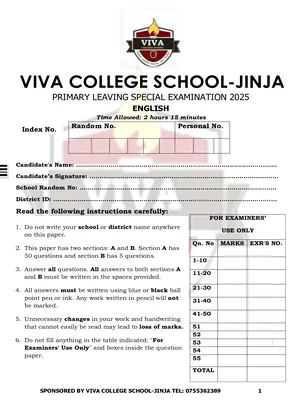 viva college school jinja p7 mock exams - english