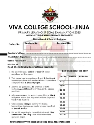 viva college school jinja p7 mock exams - social studies