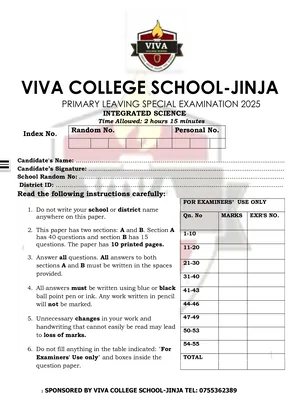 viva college school jinja p7 mock exams - science