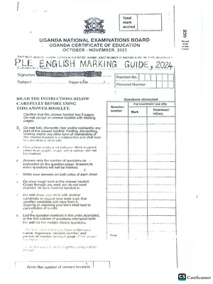 uneb ple english marking guide 2024
