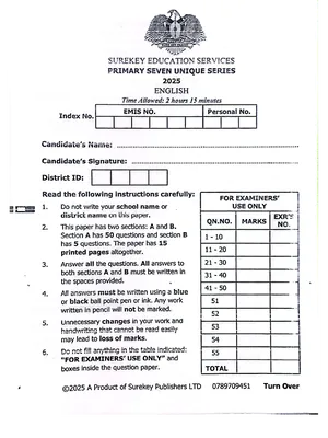 sure key pre ple unique series english exam