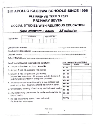 sir apollo kaggwa schools pre ple set 8 social studies (sst & re)