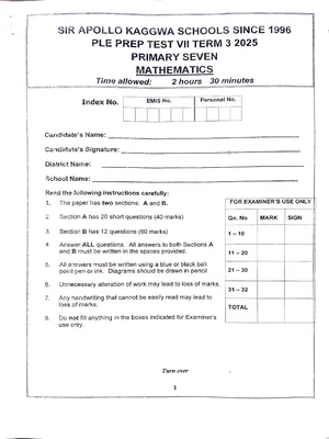 sir apollo kaggwa schools pre ple set 8 mathematics