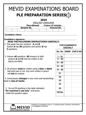 english exam for mevid ple preparation set 2