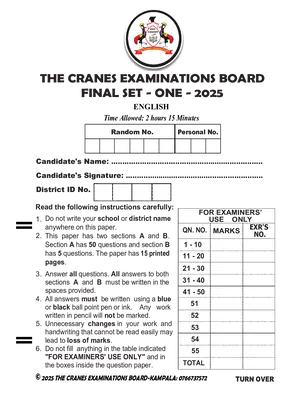 cranes examinations board pre ple final set 1 english
