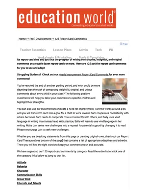 125 report card comments for teachers