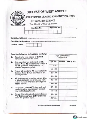 west ankole pre ple 2025 science paper
