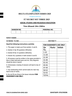 delta secret set 3 social studies sst paper