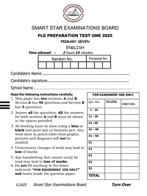 p7 english smart star ple preparation one