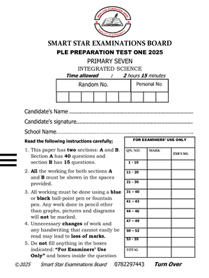 p7 science smart star ple preparation one