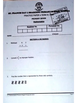 st francis ntinda ple practice paper 4 mathematics exam