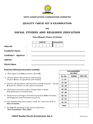 seeta junior school p7 quality check 8 social studies paper