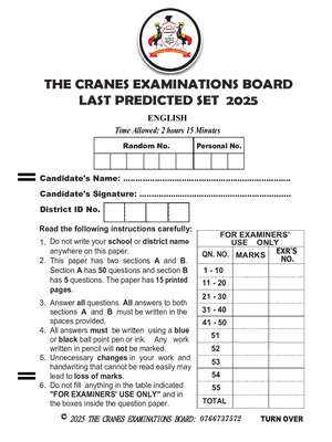 cranes exams board pre ple last predicted set english exam