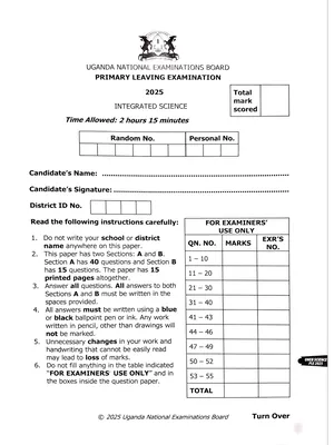 uneb ple 2025 science paper