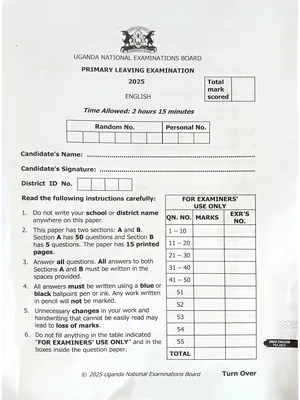 uneb ple 2025 english paper