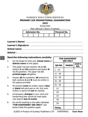 surekey end of term 3 p6 2025 english promotional exam