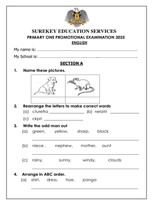 surekey end of term 3 p1 2025 english promotional exam