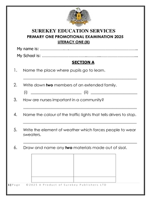 surekey end of term 3 p1 2025 literacy (social studies) promotional exam