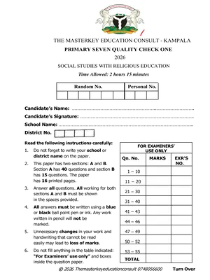 2026 SST P7 Exam Master Key Quality Check One
