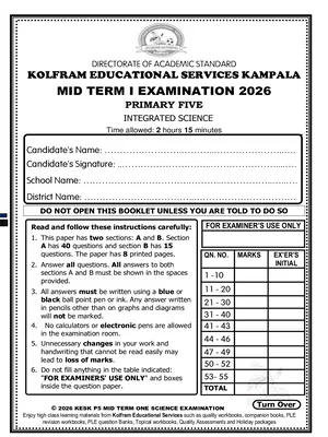 p5 science mid term 1 exam - kolfram