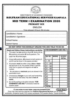 p6 english mid term 1 exam - kolfram