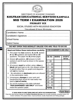 p6 sst mid term 1 exam - kolfram