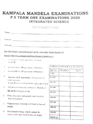 p.5 science mid term one exam mandela
