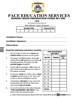 pace p7 science mid term 1 exam