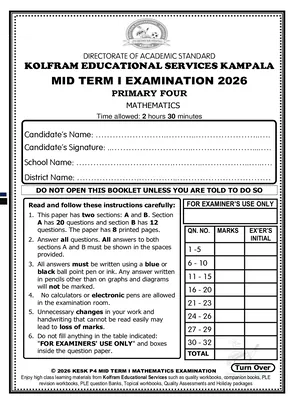 kolfram p4 mathematics mid term i exam