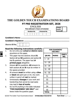 golden touch p7 english pre registration set paper