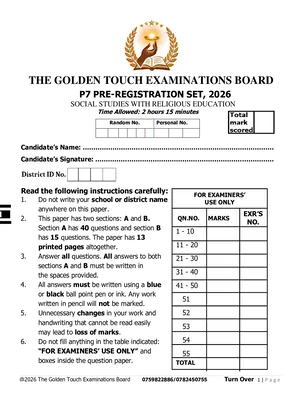 the golden touch p7 social studies sst pre registration paper