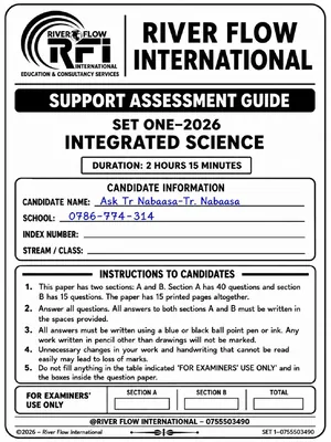 River Flow International P7 Science Continuous Assessment BOT 2 Paper with Answers